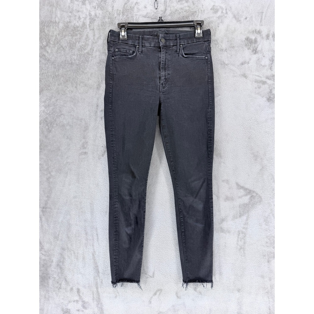 Mother The Looker Ankle Fray Jeans Not Guilty Black Skinny‎ Raw Hem Size 27